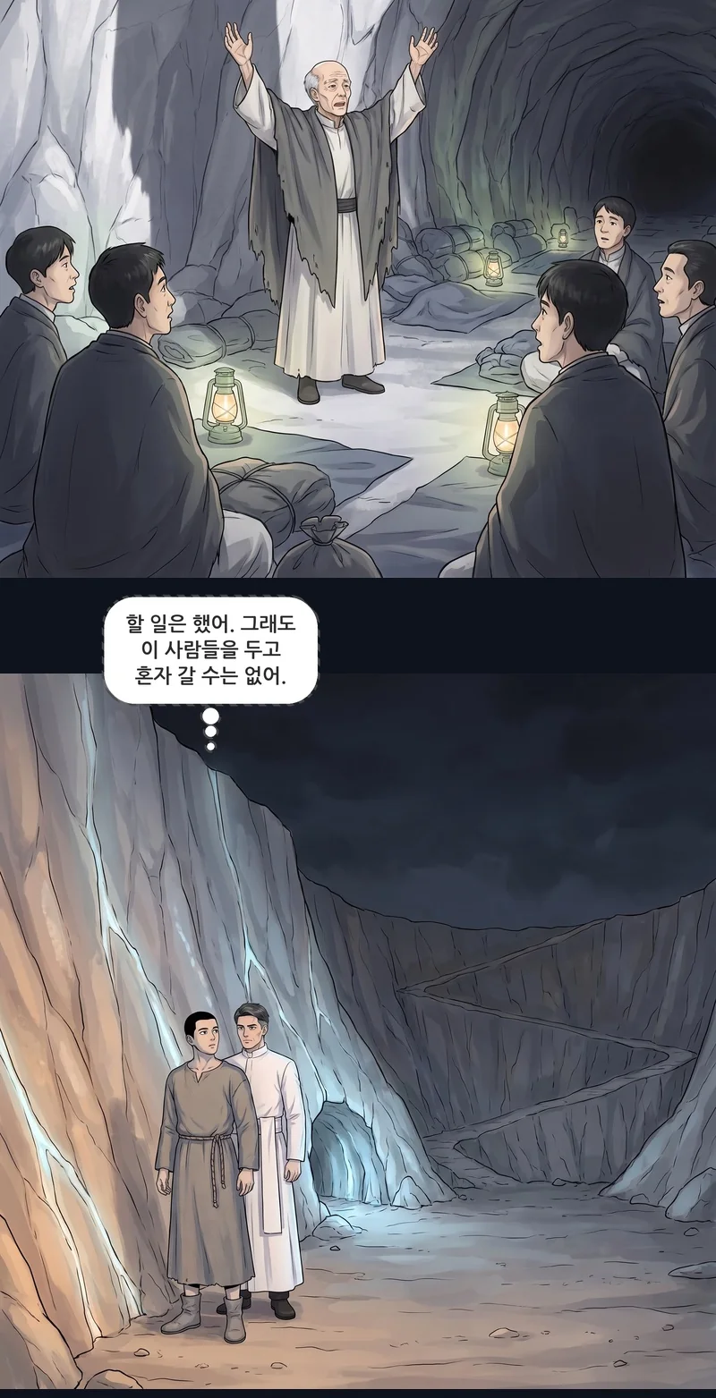 댄(속마음): ‘할 일은 했어. 그래도 이 사람들을 두고 혼자 갈 수는 없어.’